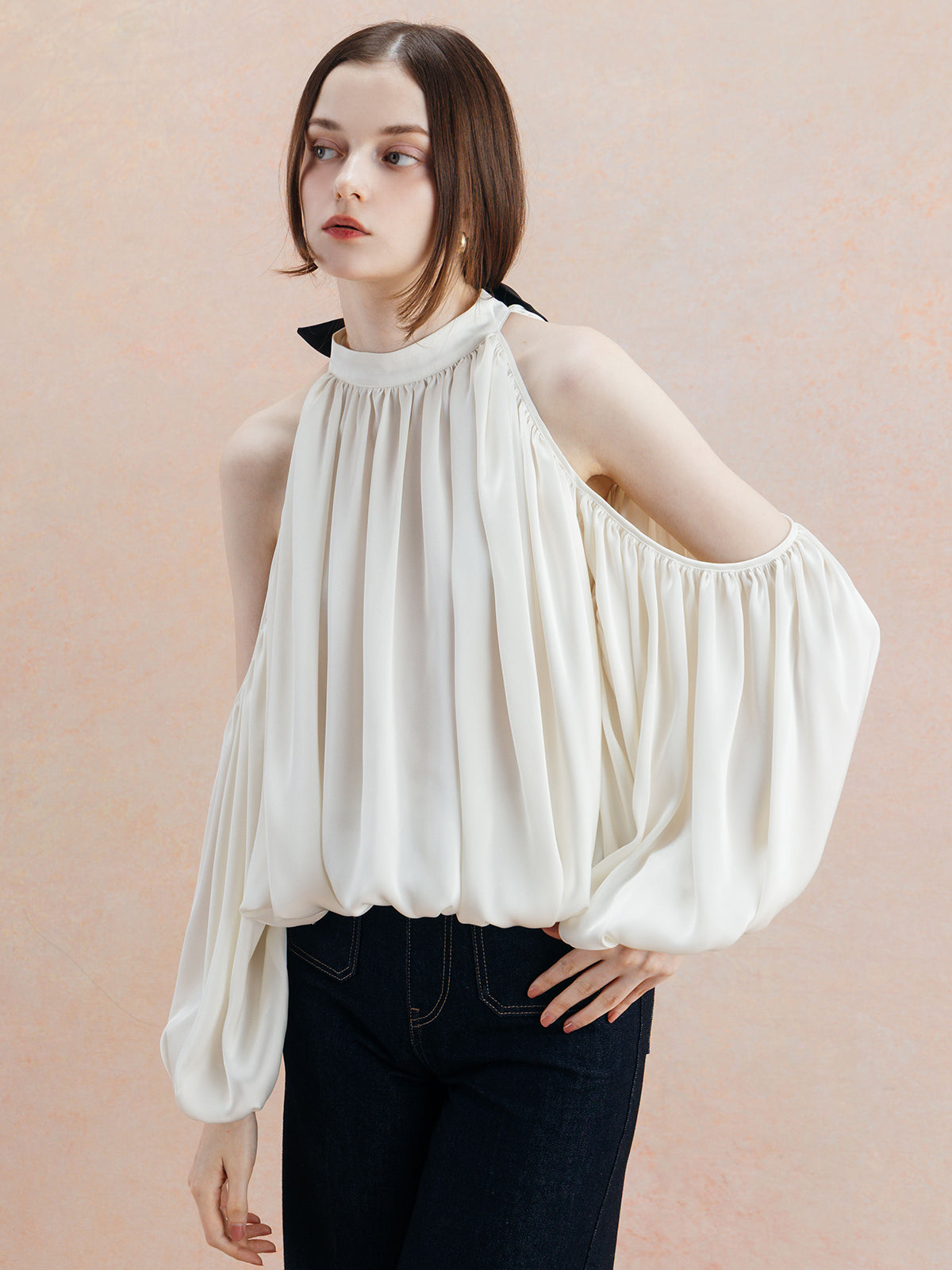 DRAPE SATIN BLOUSE