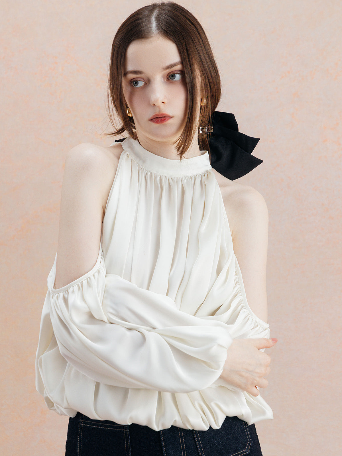DRAPE SATIN BLOUSE