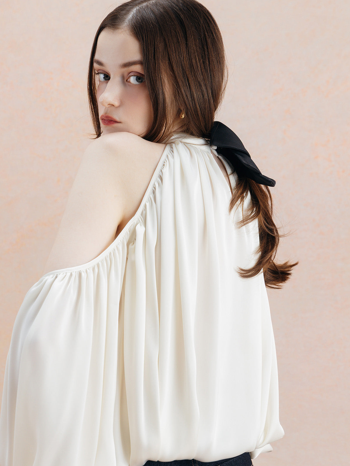 DRAPE SATIN BLOUSE
