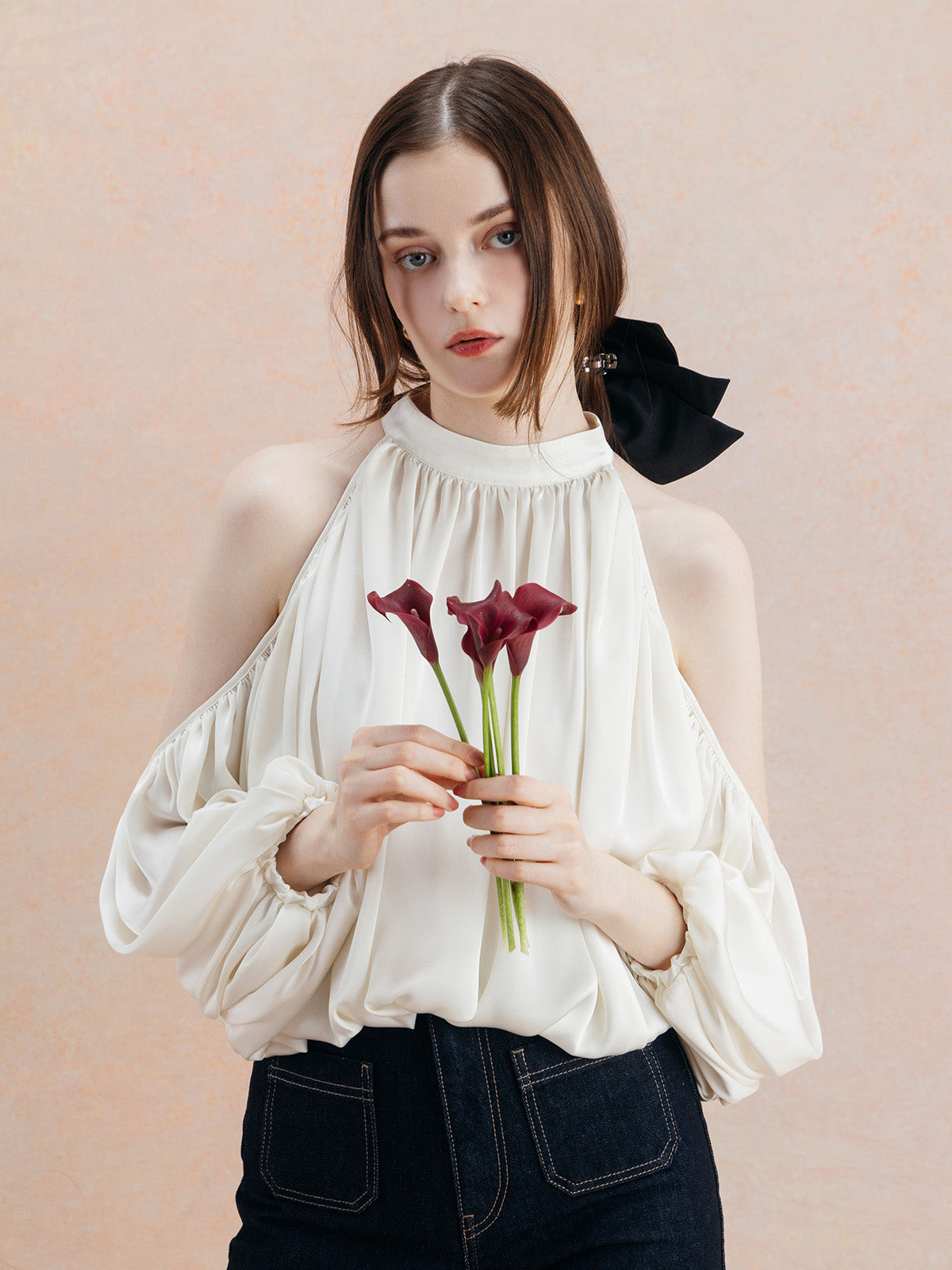 DRAPE SATIN BLOUSE