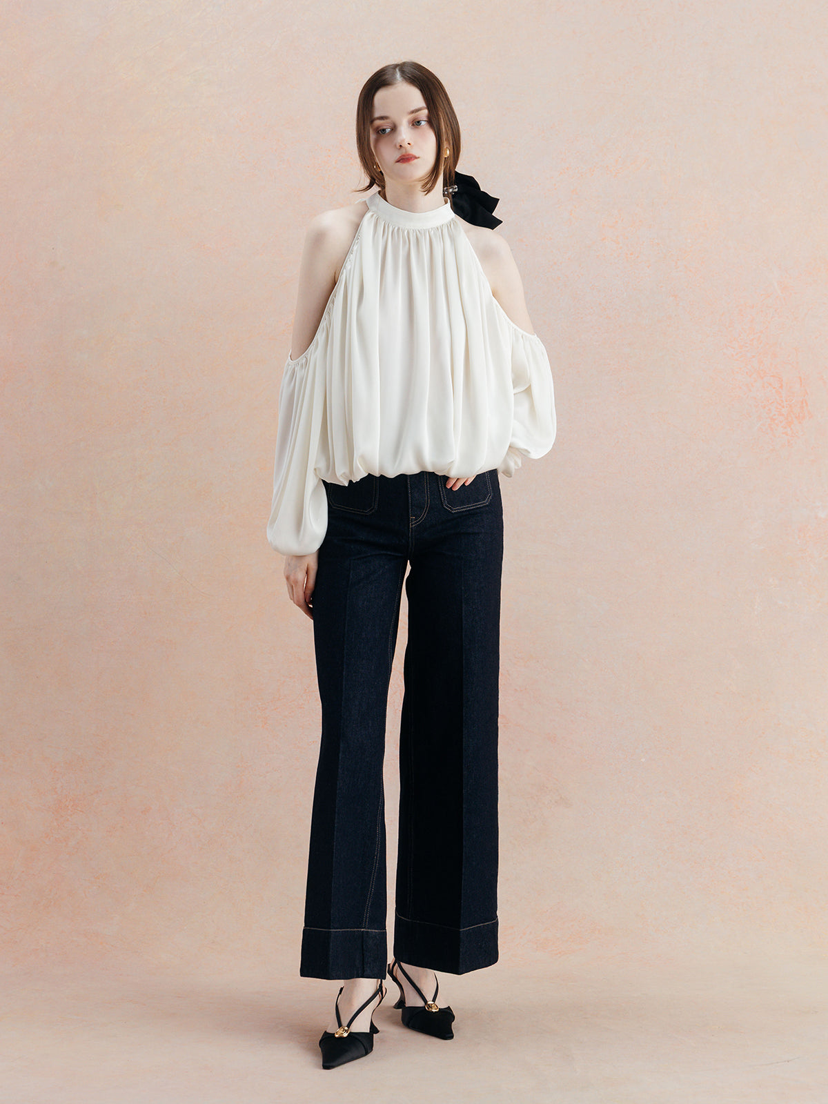 DRAPE SATIN BLOUSE