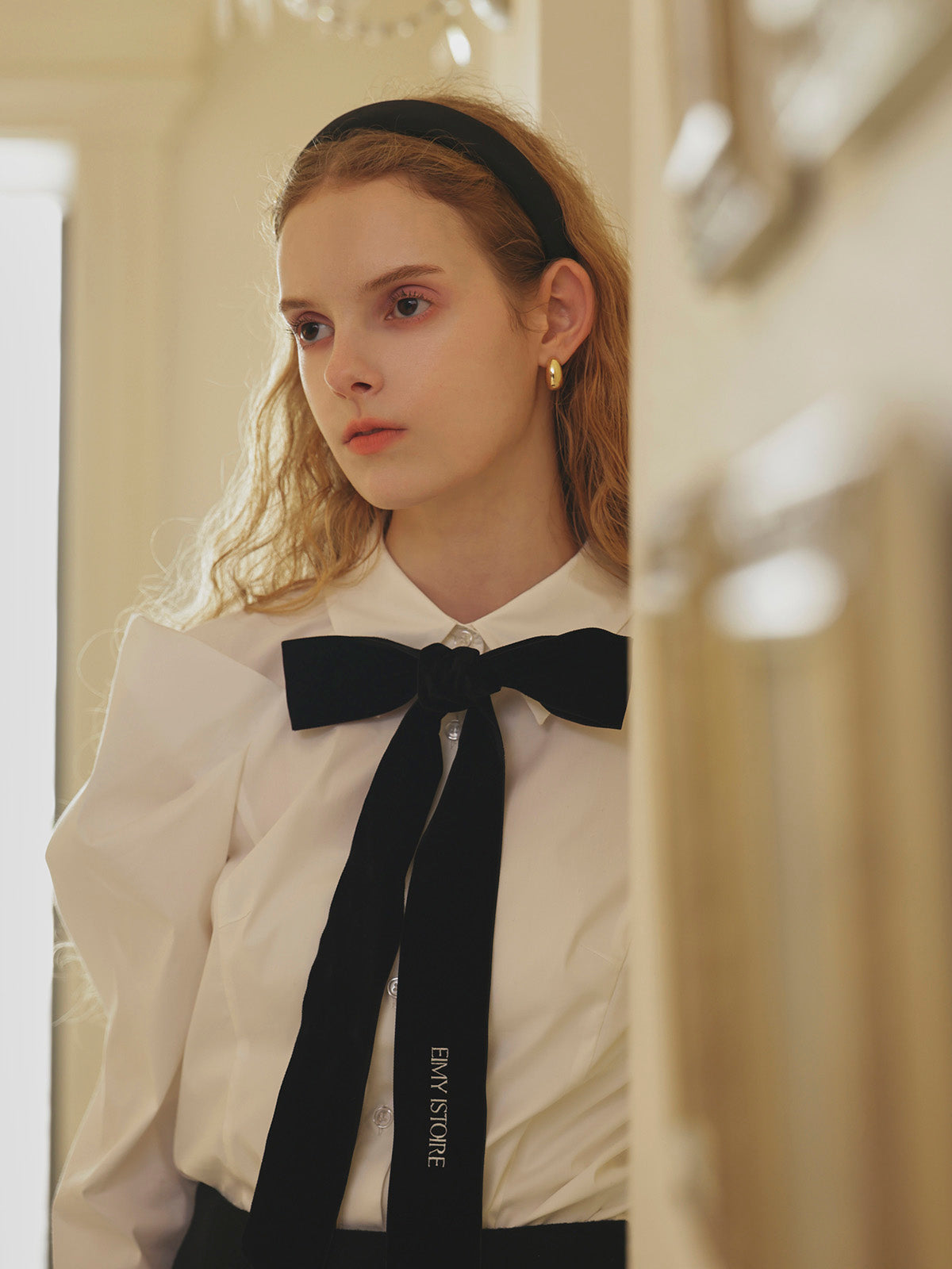 EIMY VELVET RIBBON SHIRT