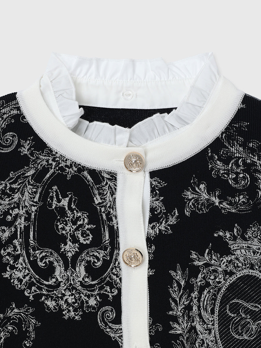 ATTACHED COLLAR JOUY CARDIGAN