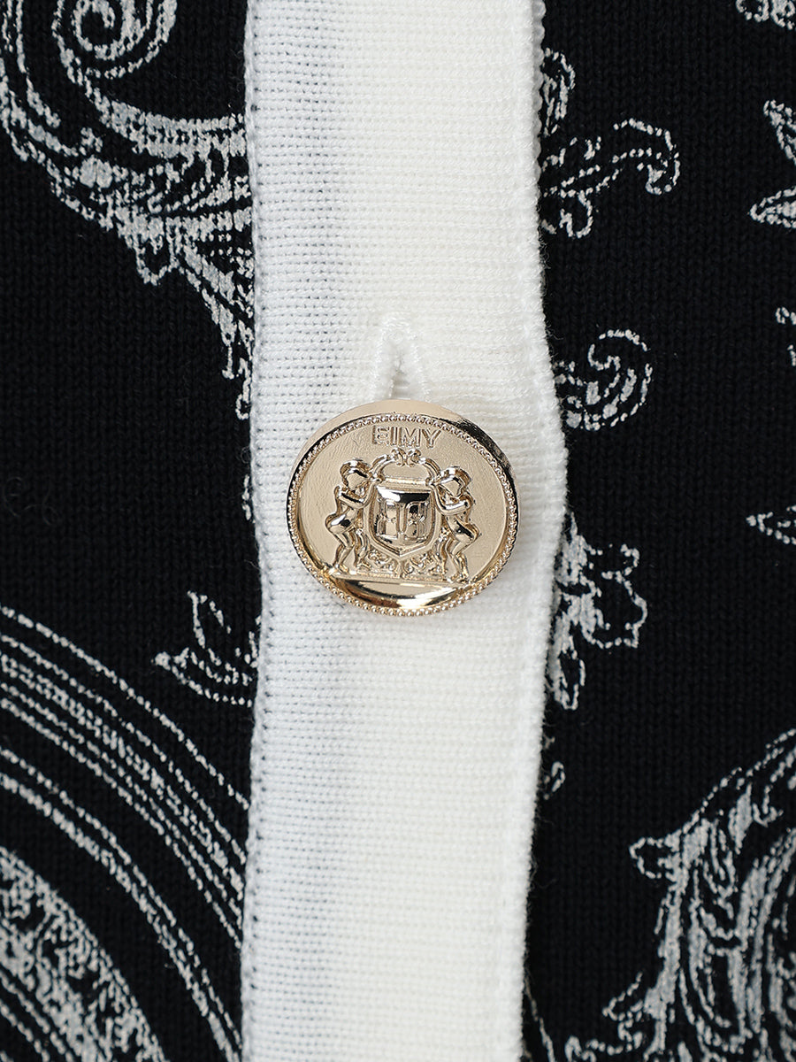 ATTACHED COLLAR JOUY CARDIGAN