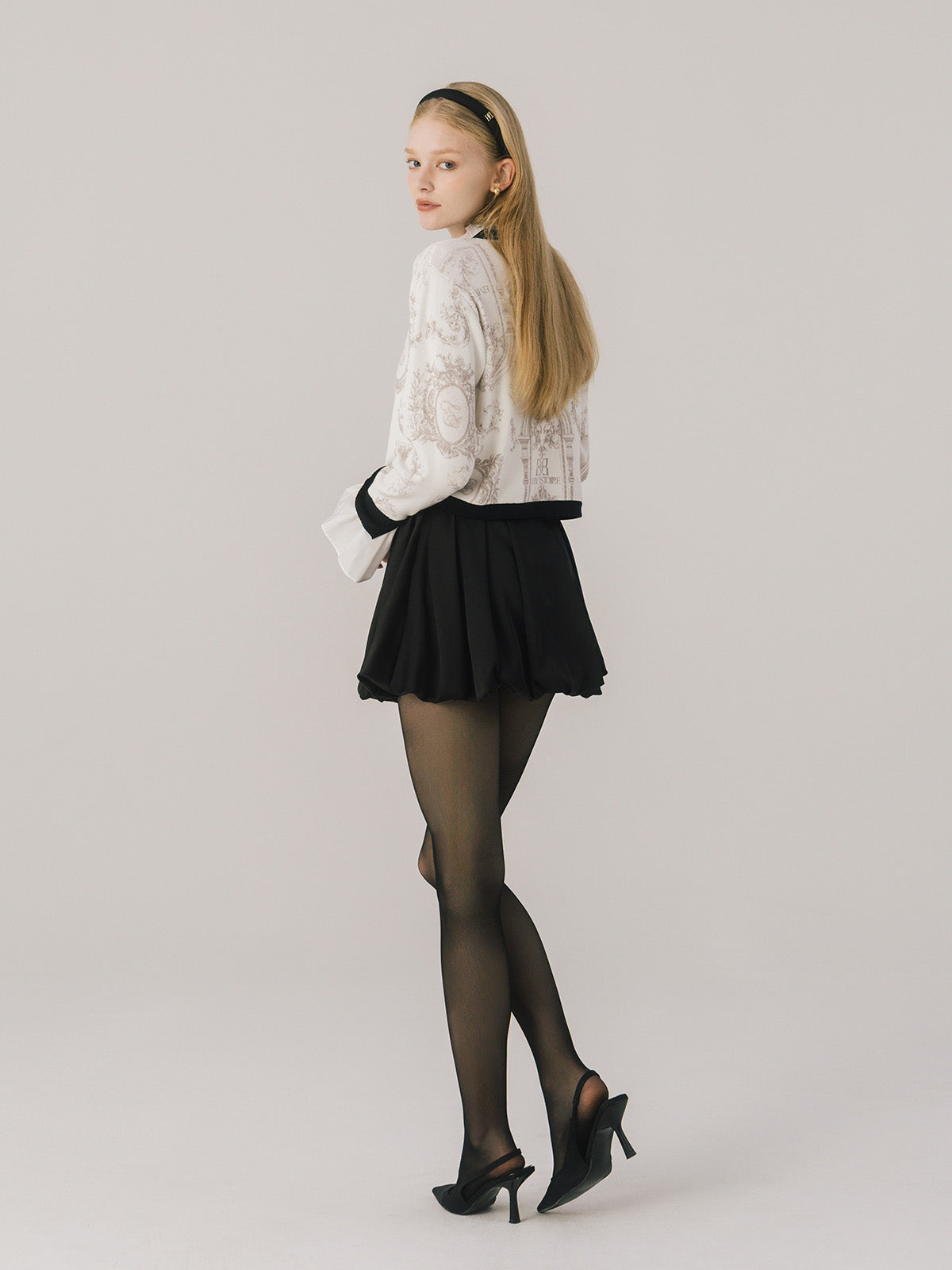 ATTACHED COLLAR JOUY CARDIGAN
