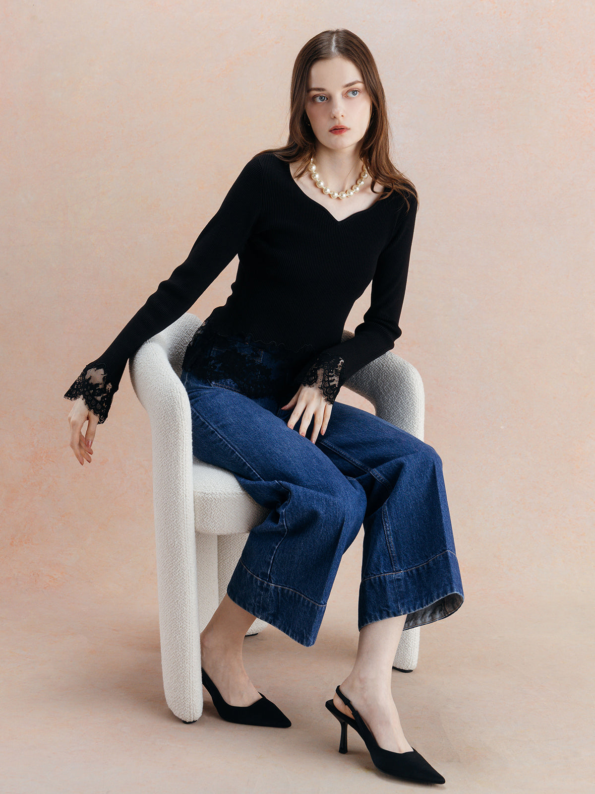 LACE TRIM KNIT TOPS