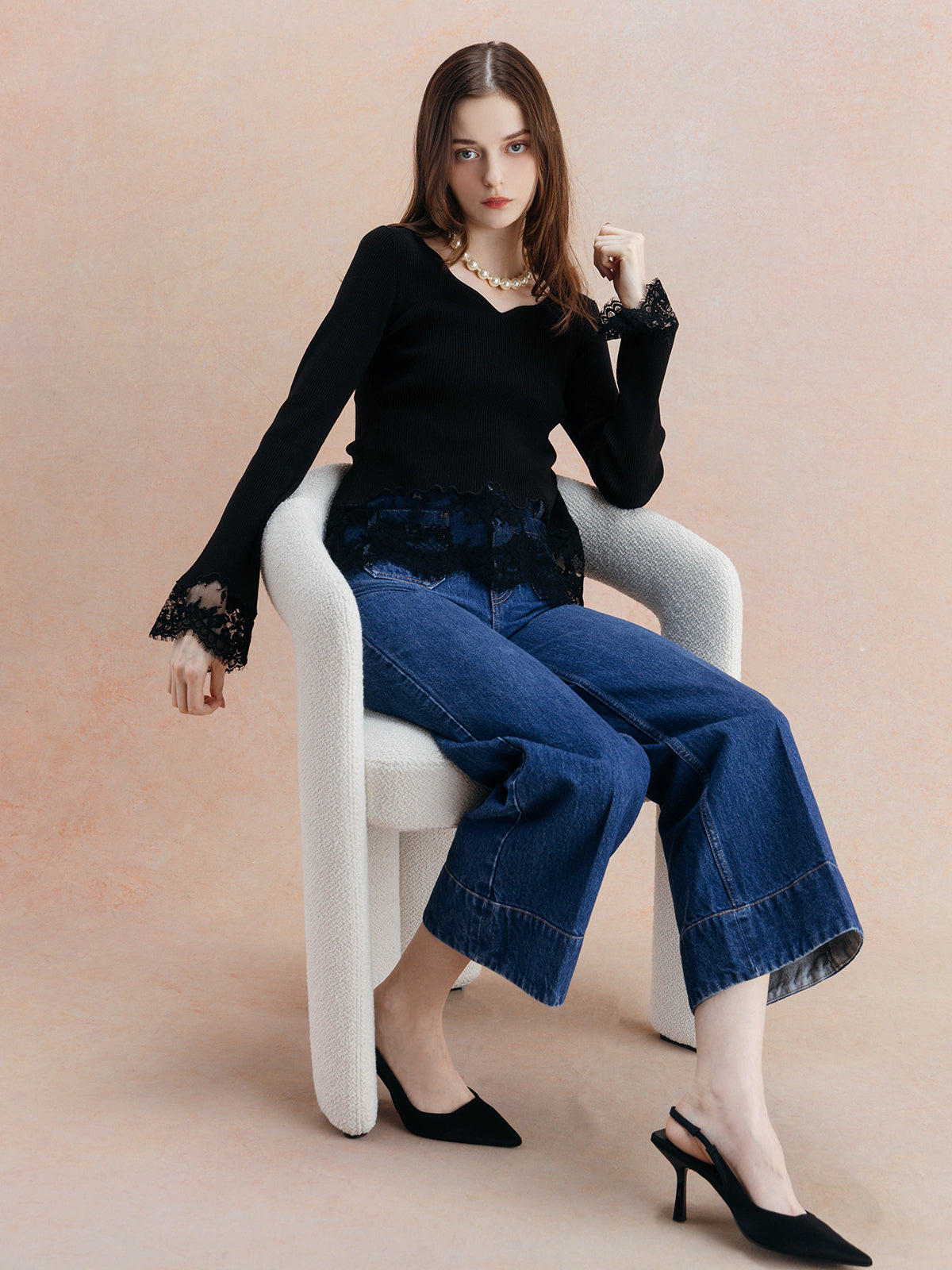 LACE TRIM KNIT TOPS