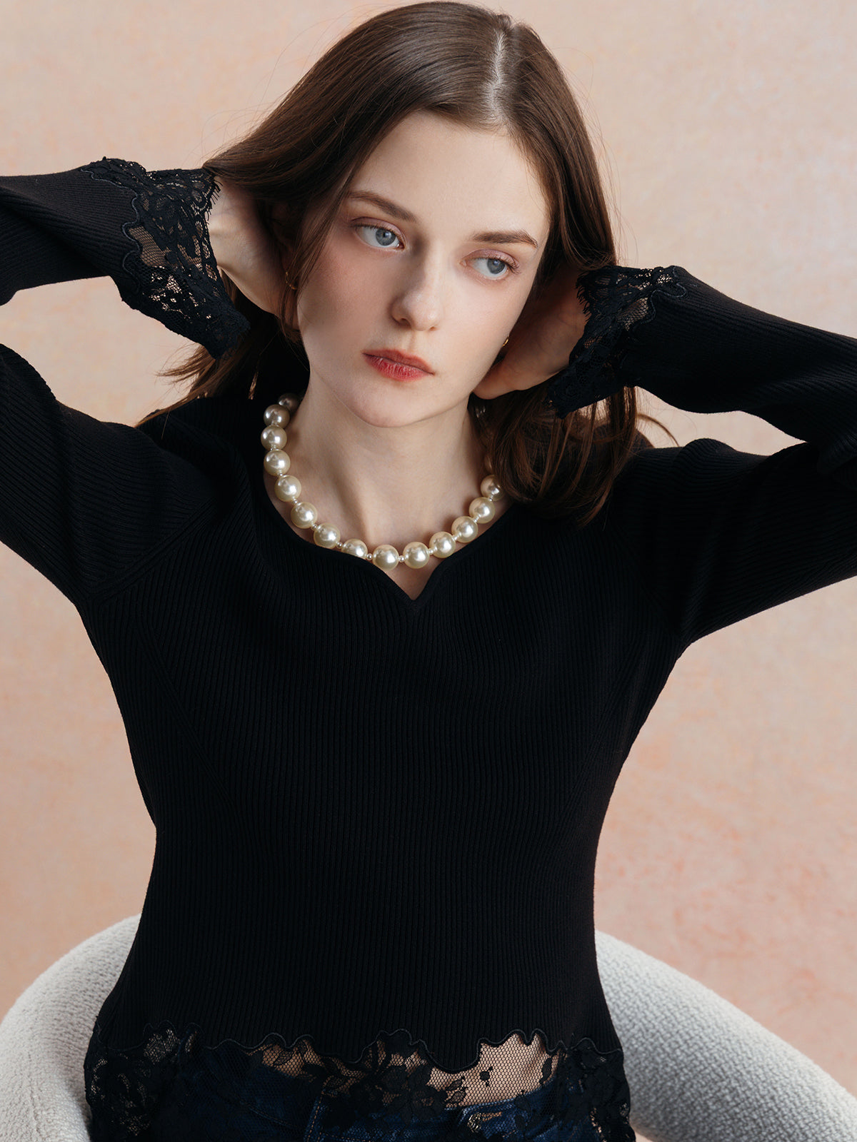 LACE TRIM KNIT TOPS
