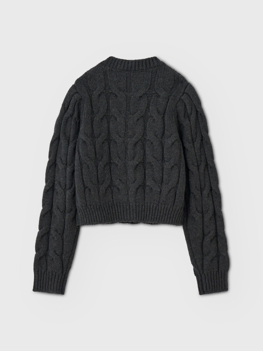 LETTER CABLE CARDIGAN
