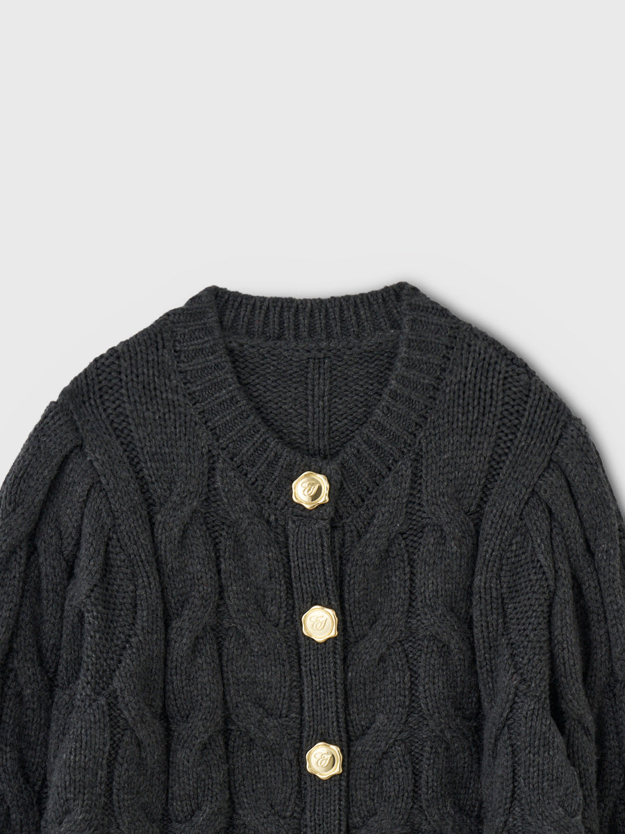 LETTER CABLE CARDIGAN