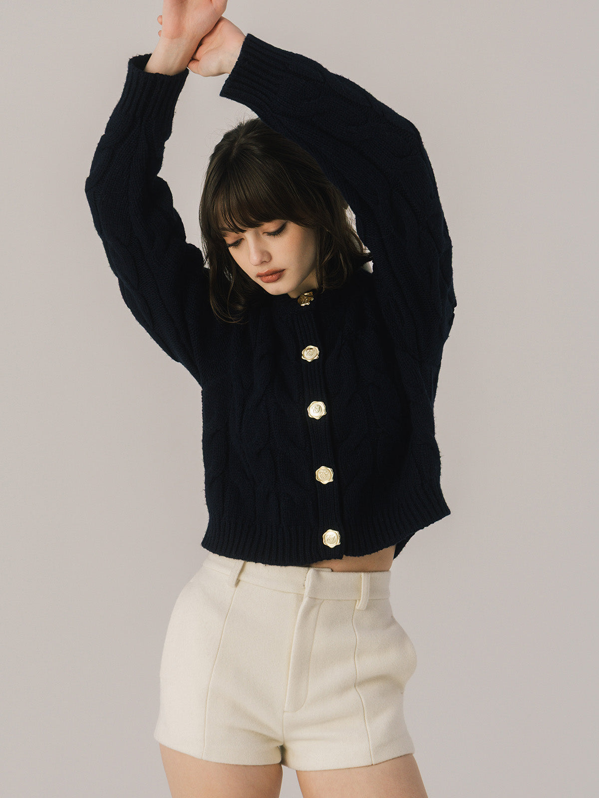 LETTER CABLE CARDIGAN