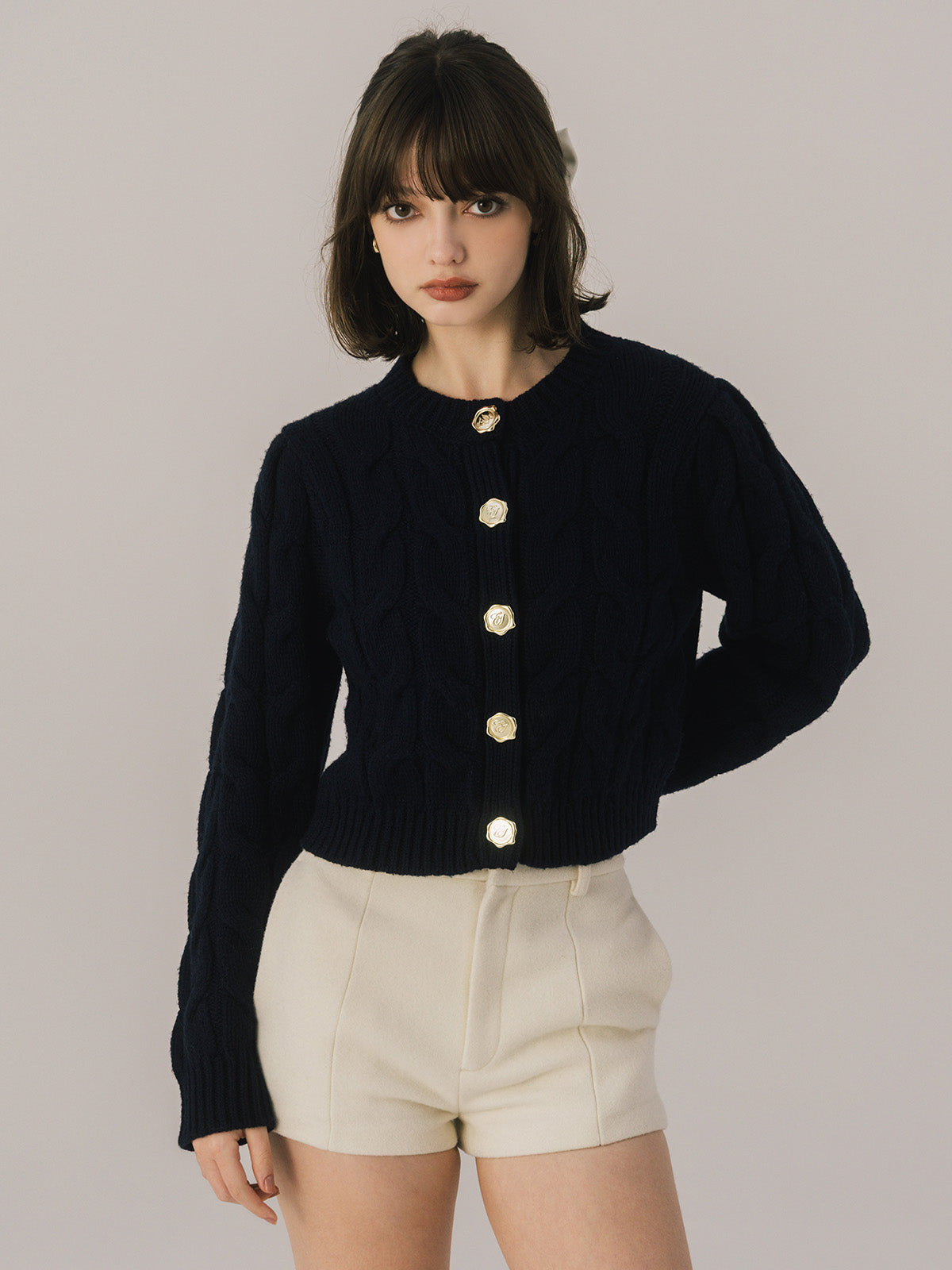 LETTER CABLE CARDIGAN
