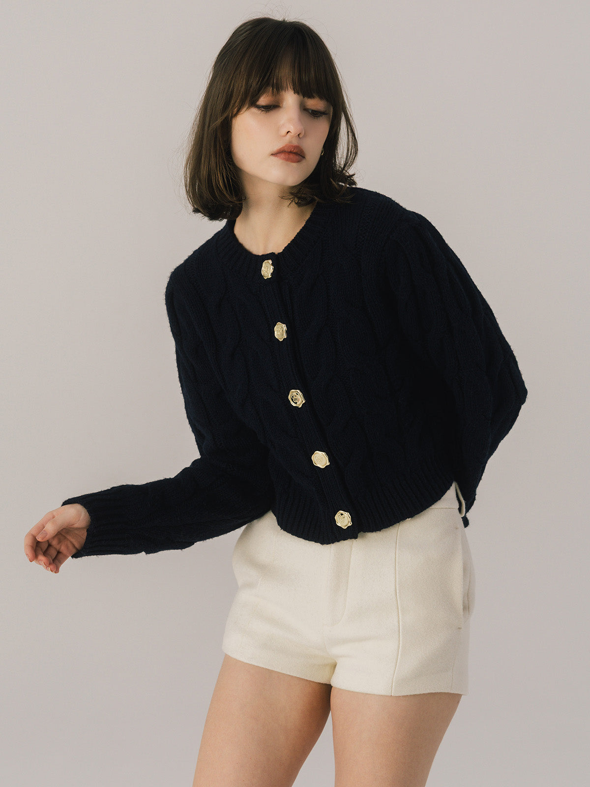 LETTER CABLE CARDIGAN