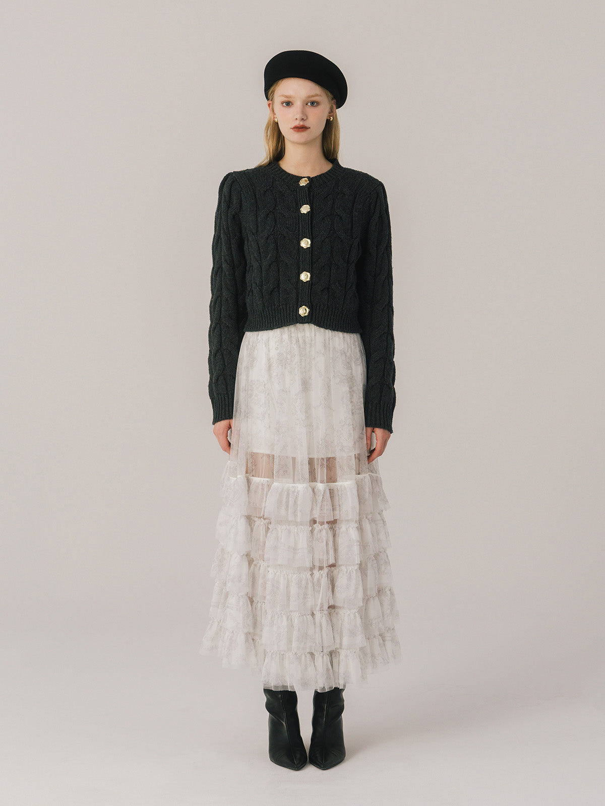 LETTER CABLE CARDIGAN