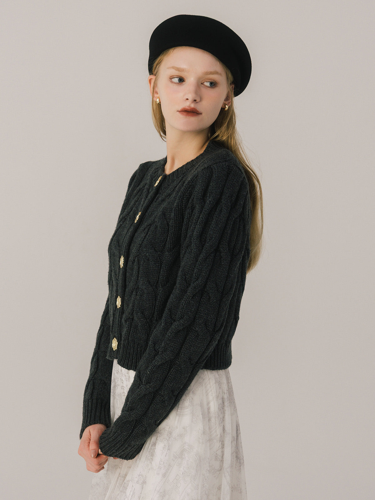 LETTER CABLE CARDIGAN
