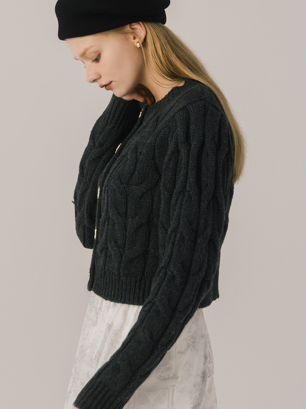 LETTER CABLE CARDIGAN
