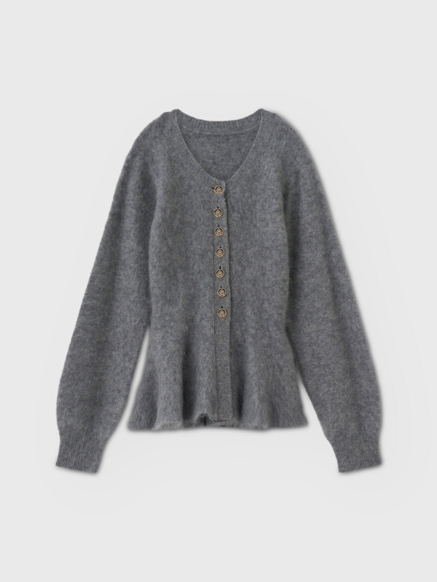 PEPLUM MINK CARDIGAN