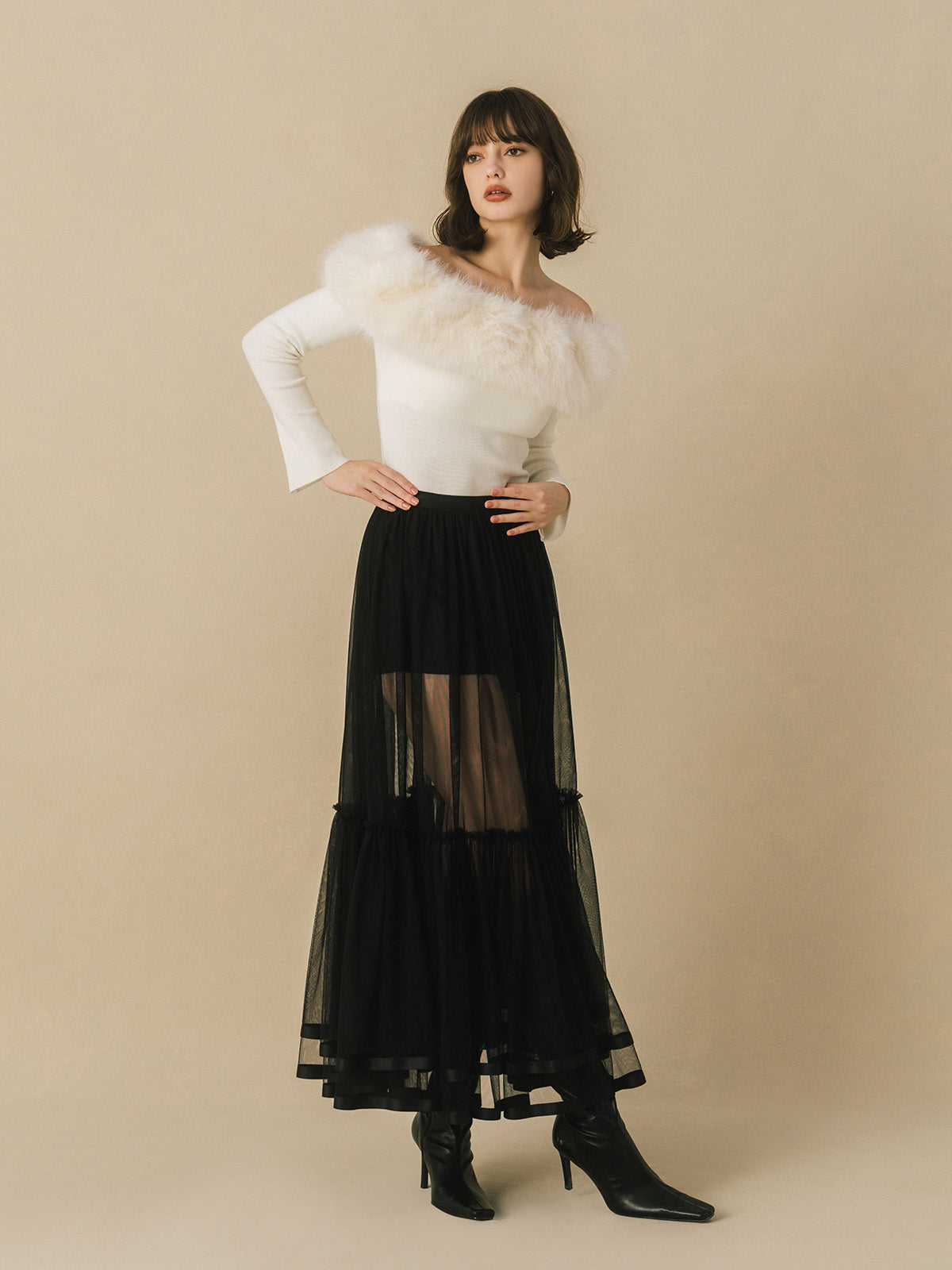OFF SHOULDER FUR TOPS