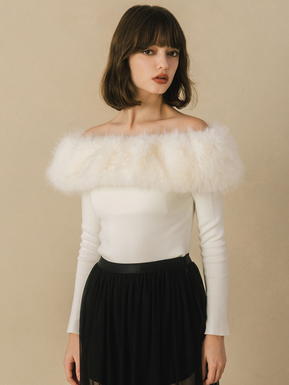 OFF SHOULDER FUR TOPS