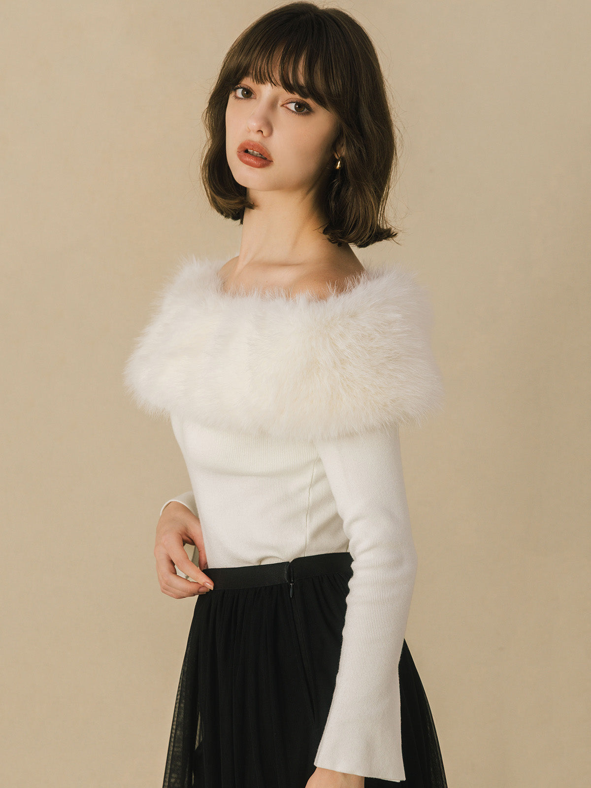 OFF SHOULDER FUR TOPS