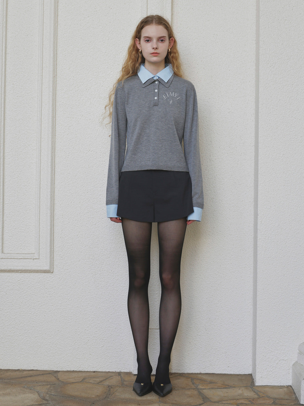 DOUBLE COLLAR DESIGN KNIT