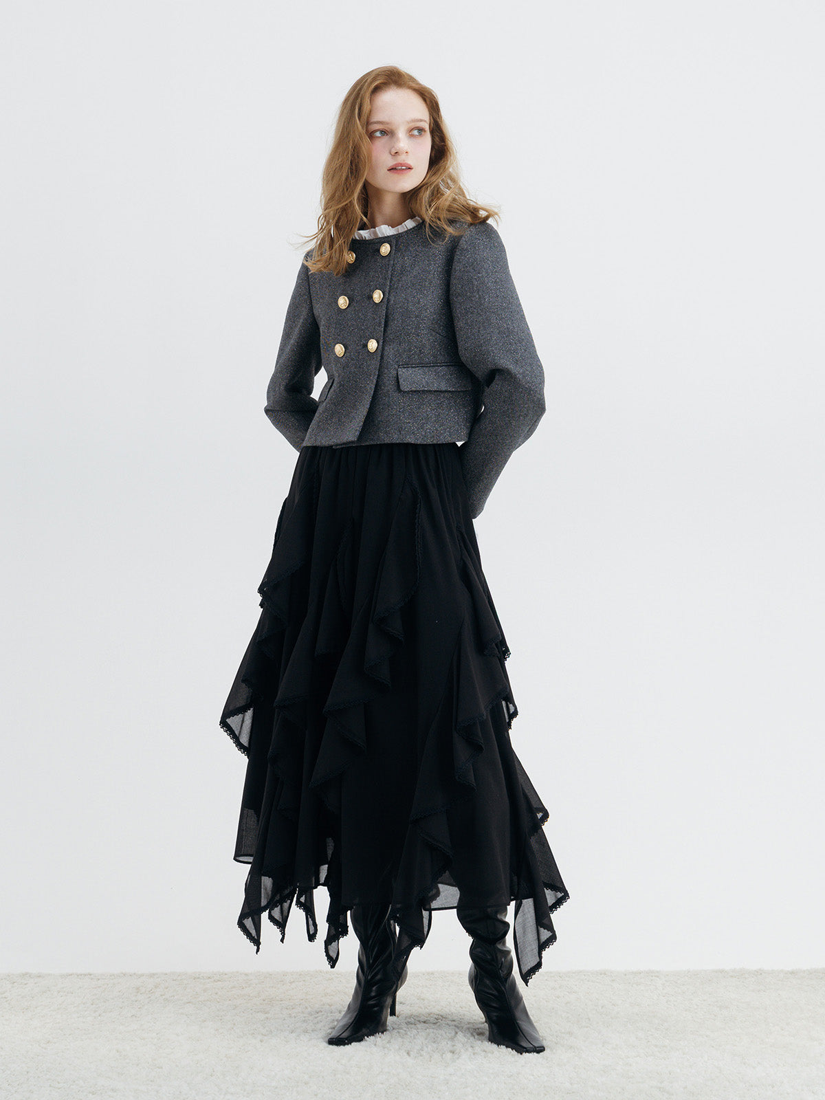 MODEL:170cm／COLOR:CHARCOALGREY／SIZE:36(S)