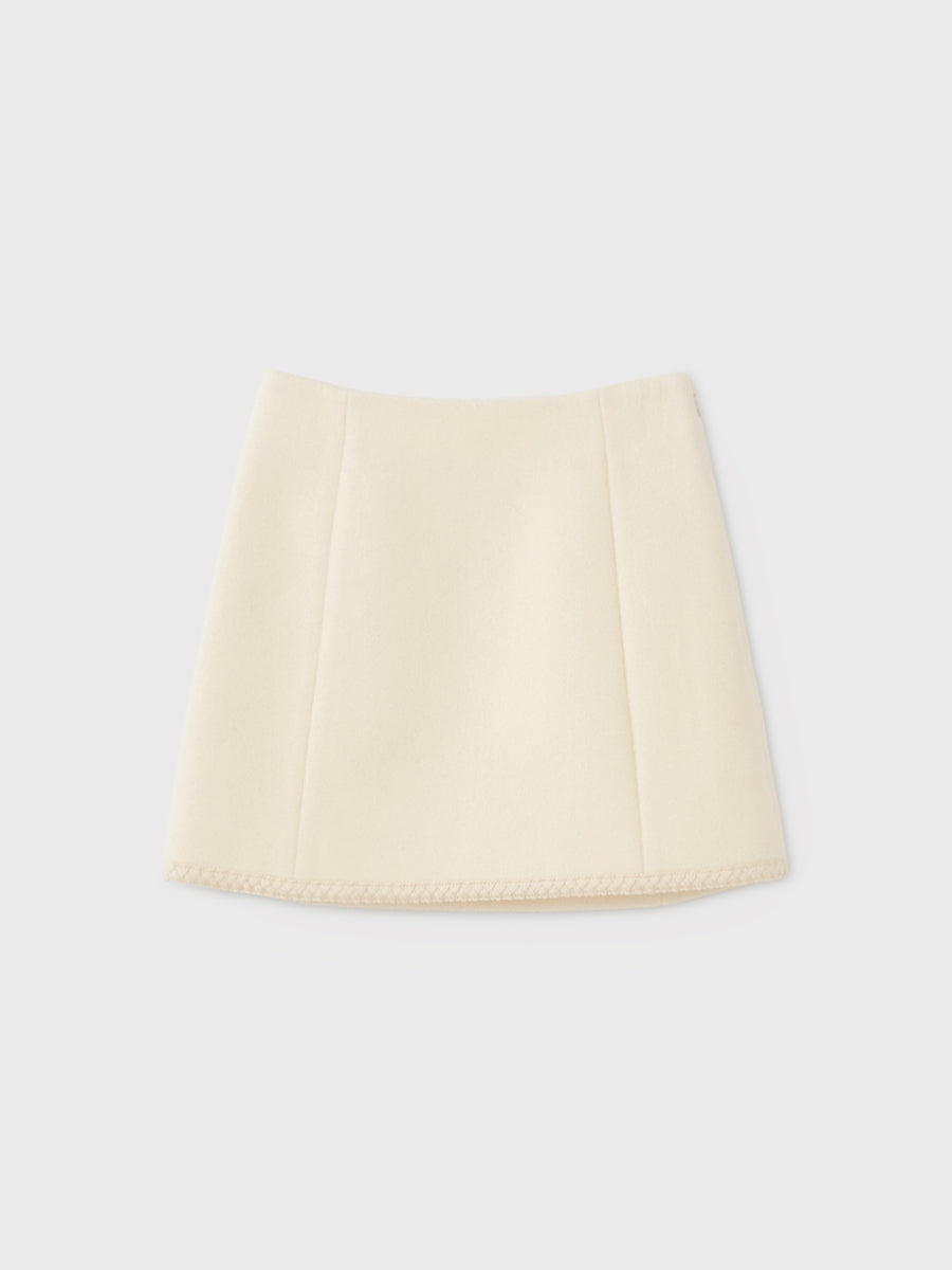 EM GOLD BUTTON WOOL MINI SKIRT