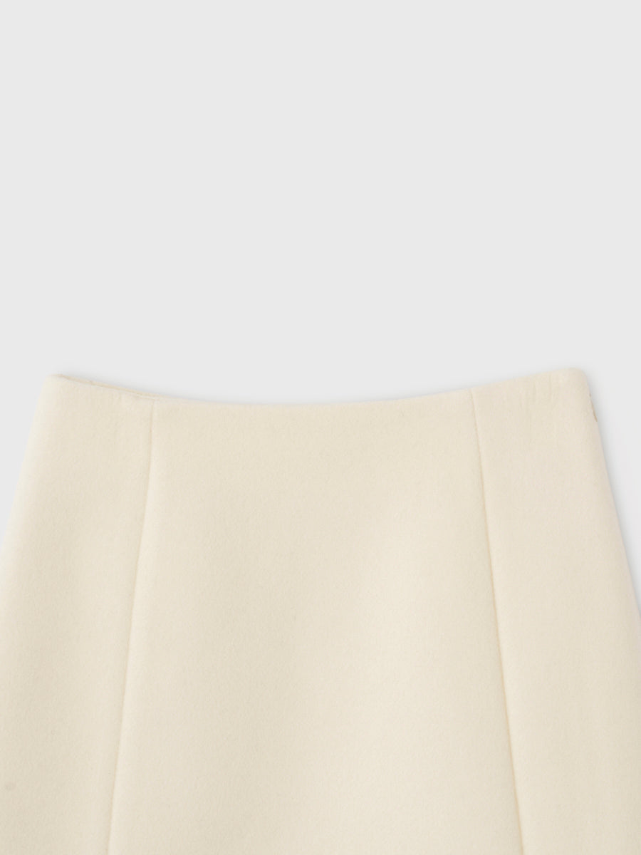 EM GOLD BUTTON WOOL MINI SKIRT
