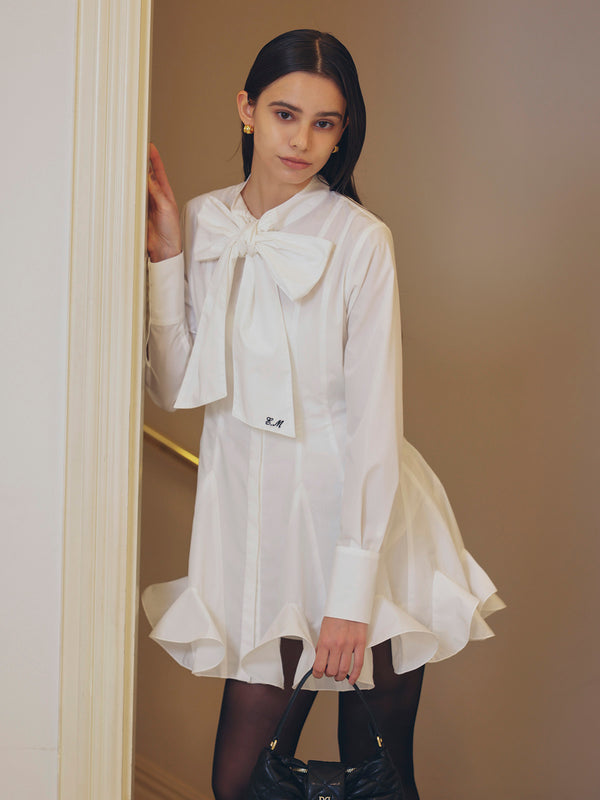 SCULPTED RUFFLE SHIRT DRESS