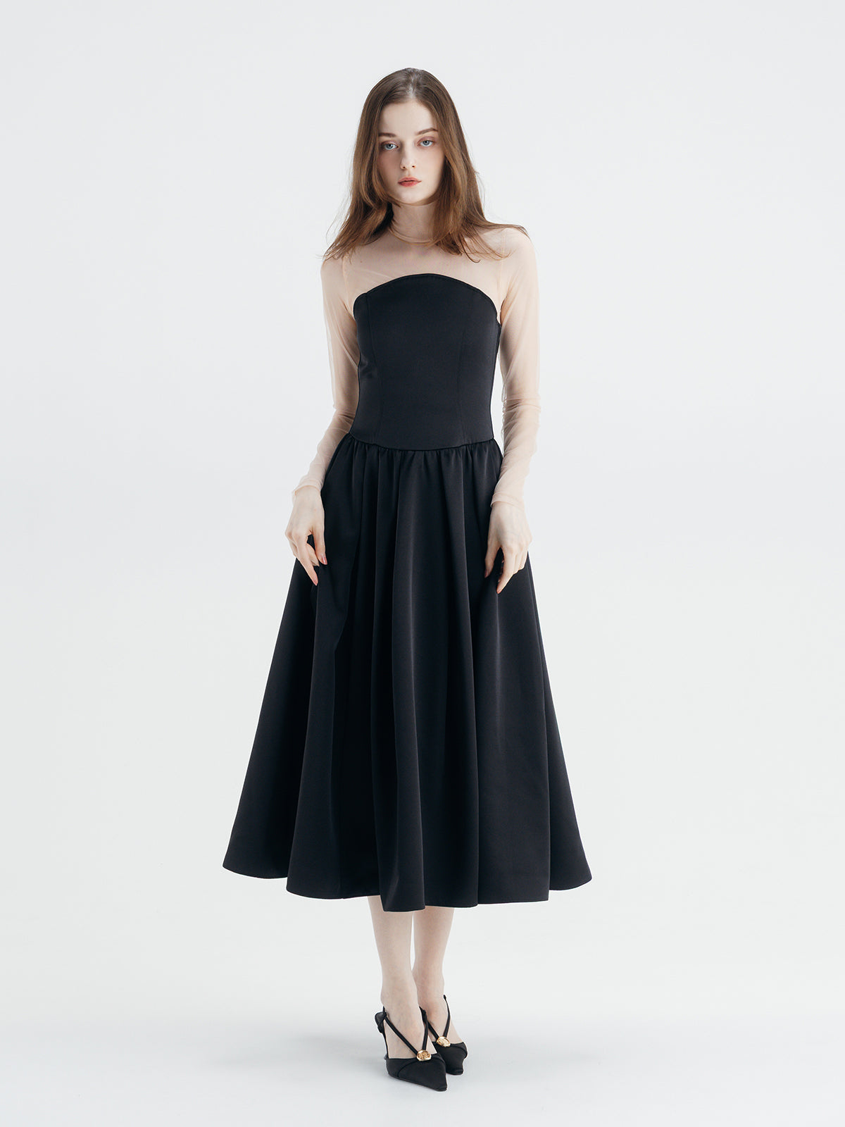 SATIN FLARE DRESS