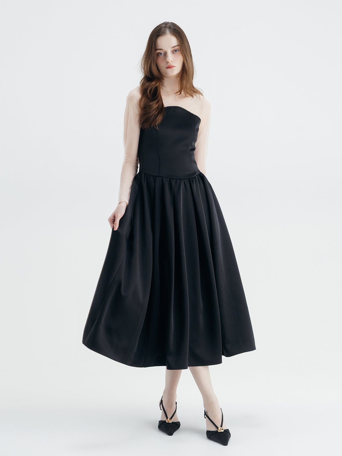 SATIN FLARE DRESS