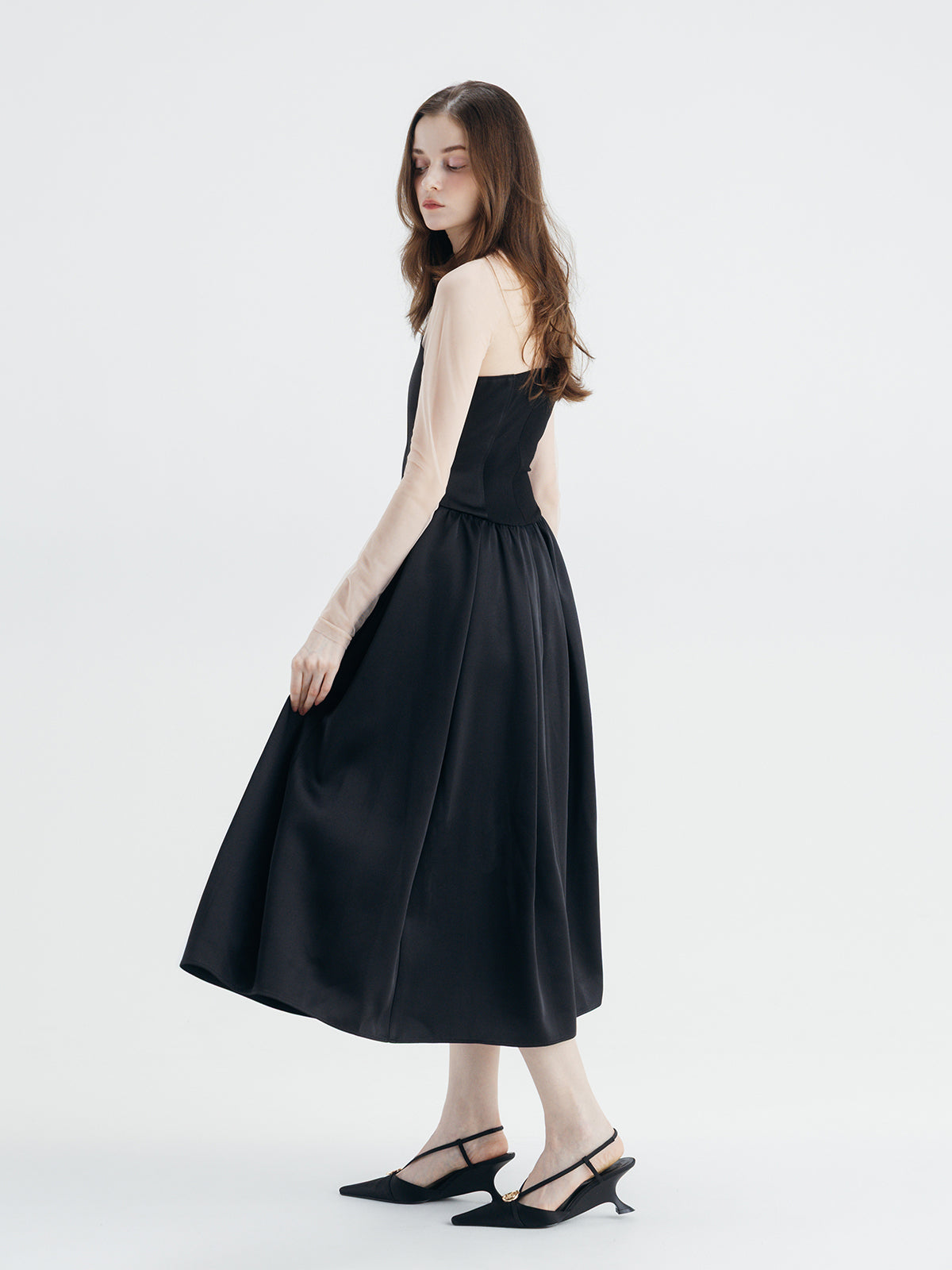 SATIN FLARE DRESS
