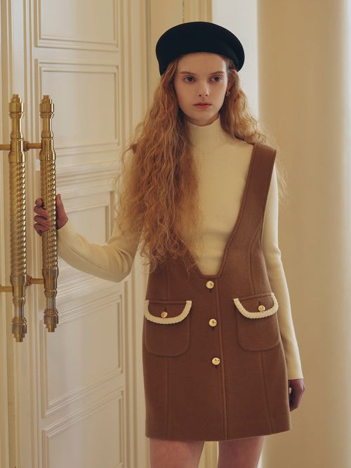 EM GOLD BUTTON WOOL JUMPERDRESS