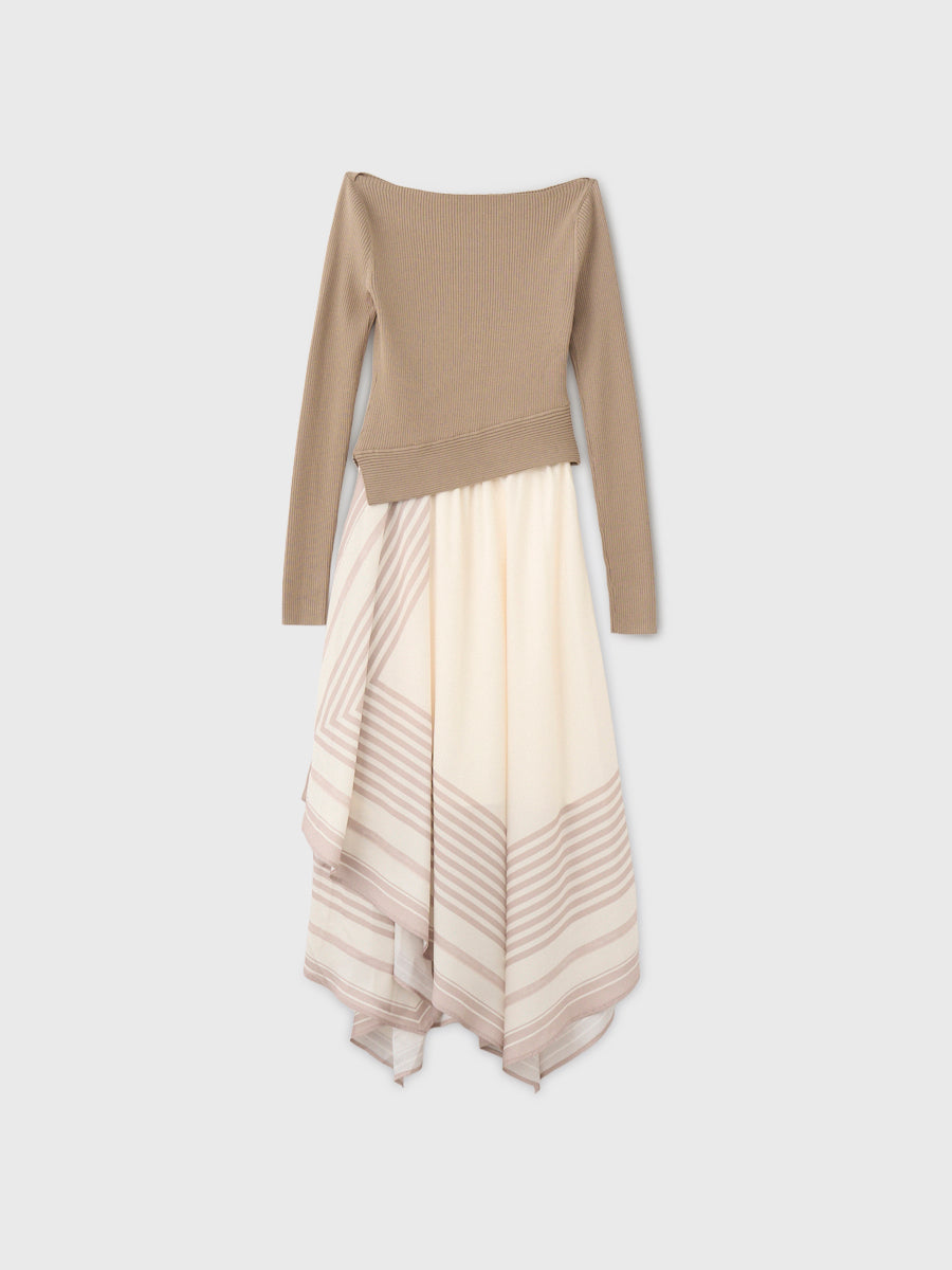 SCARF PATTERN KNITSET DRESS