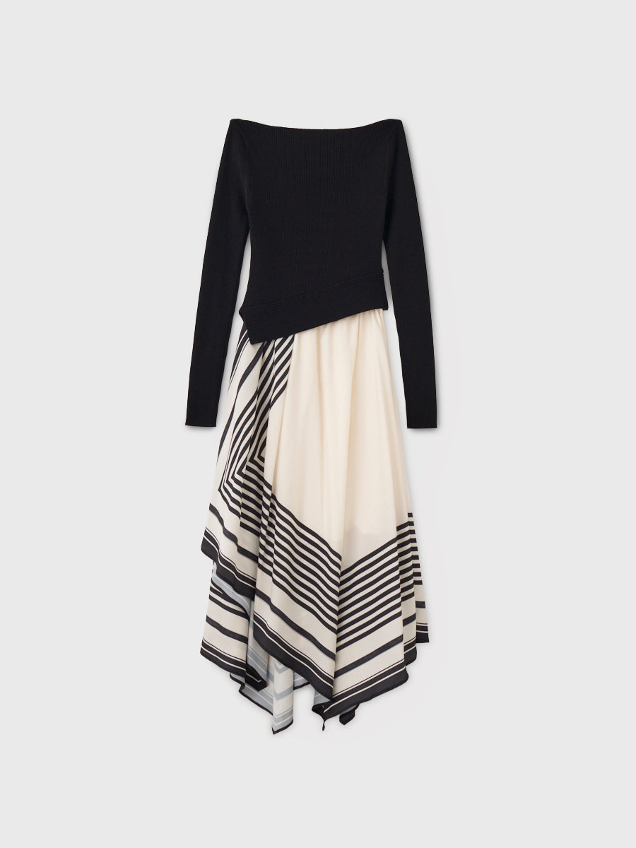 SCARF PATTERN KNITSET DRESS