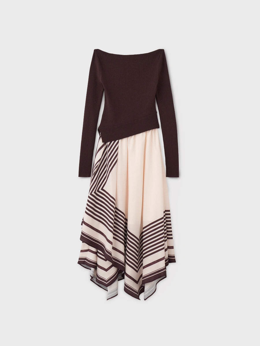 SCARF PATTERN KNITSET DRESS