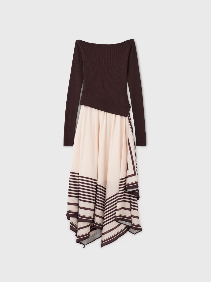 SCARF PATTERN KNITSET DRESS