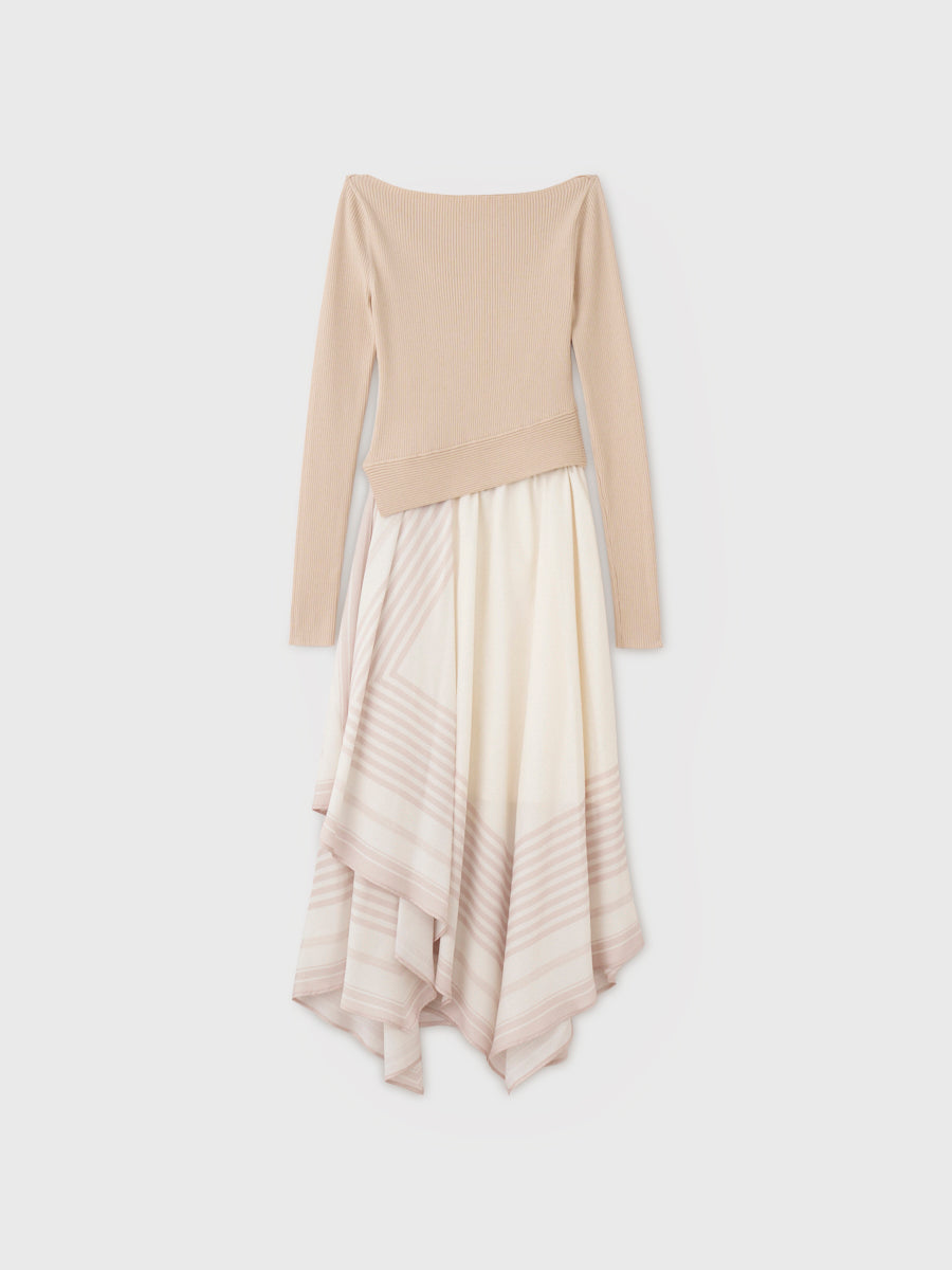 SCARF PATTERN KNITSET DRESS