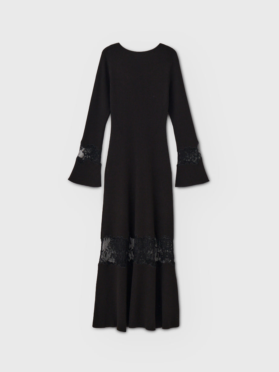 LACE TRIM KNIT DRESS