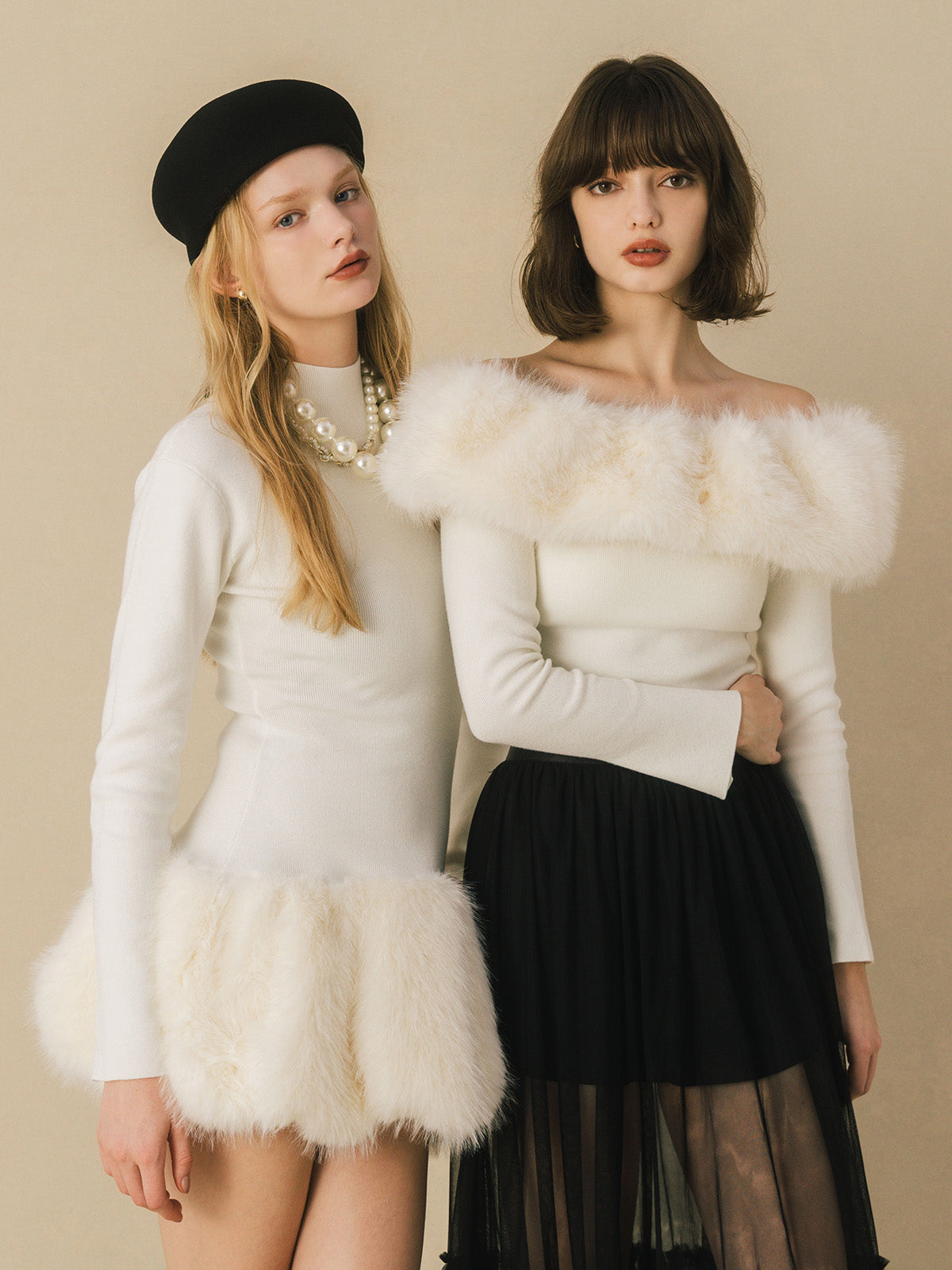 FUR HEM MINI DRESS