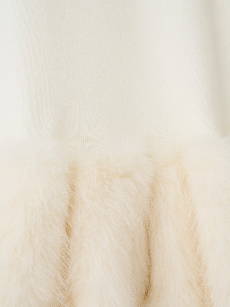 FUR HEM MINI DRESS
