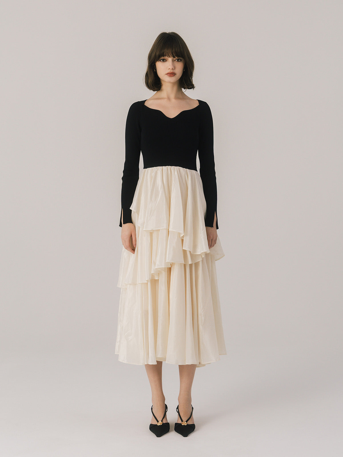 RUFFLE COMBINATION DRESS