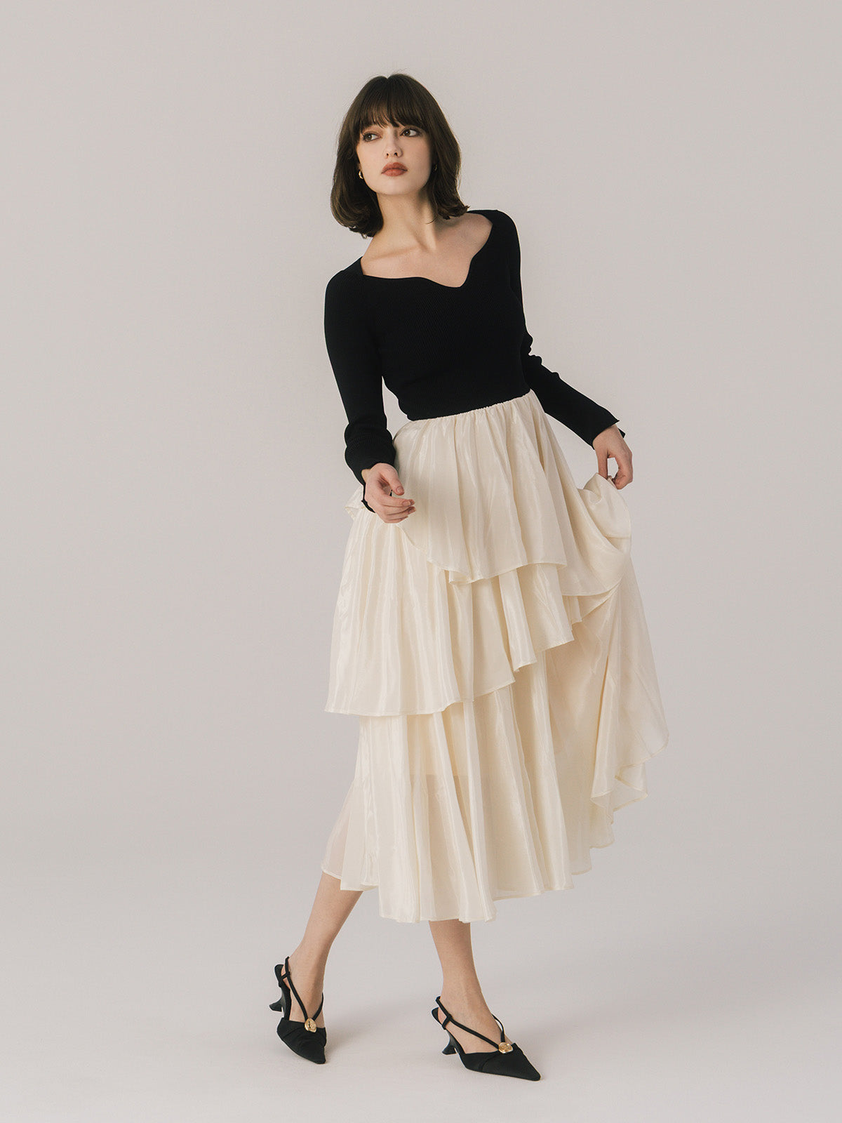 RUFFLE COMBINATION DRESS
