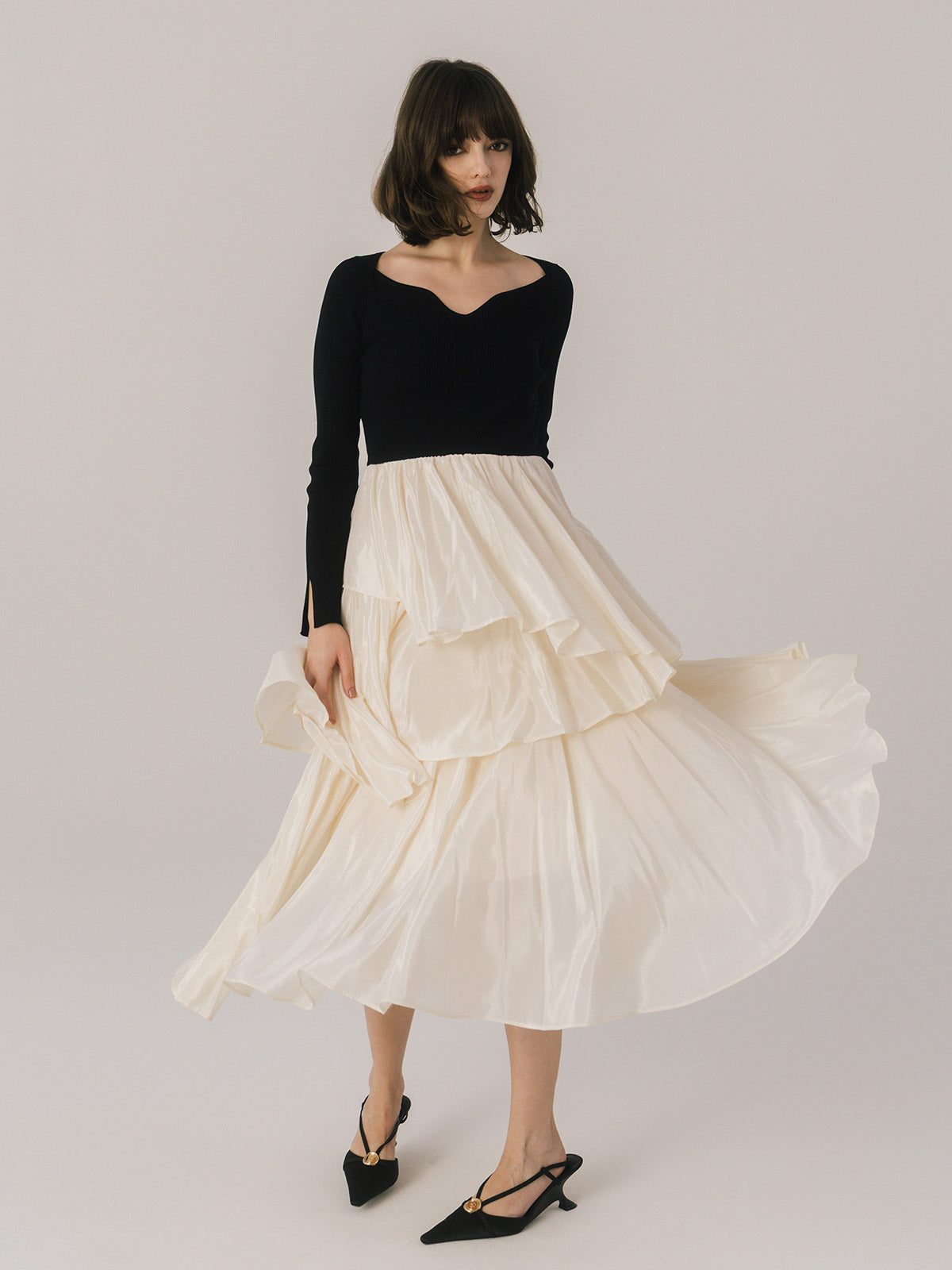 RUFFLE COMBINATION DRESS
