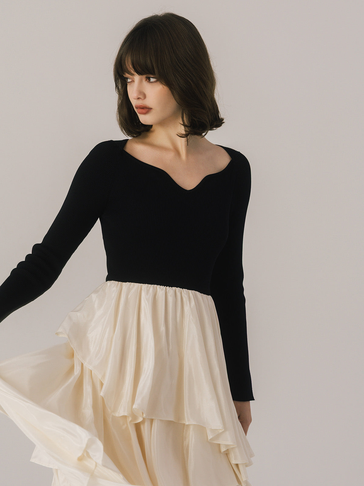 RUFFLE COMBINATION DRESS
