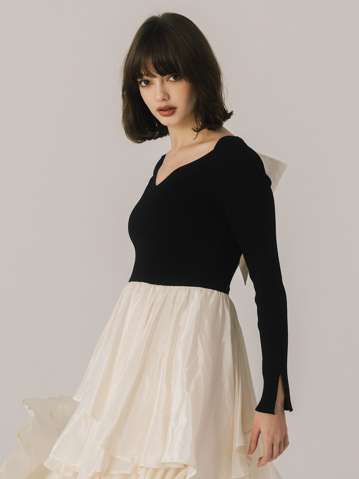 RUFFLE COMBINATION DRESS