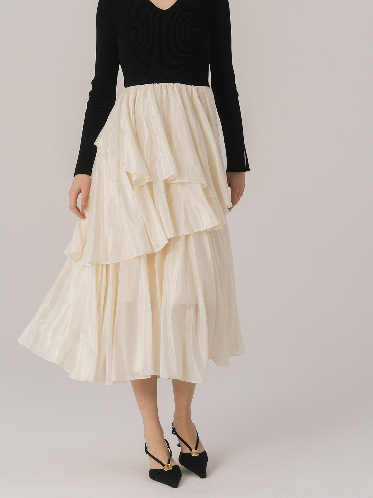 RUFFLE COMBINATION DRESS