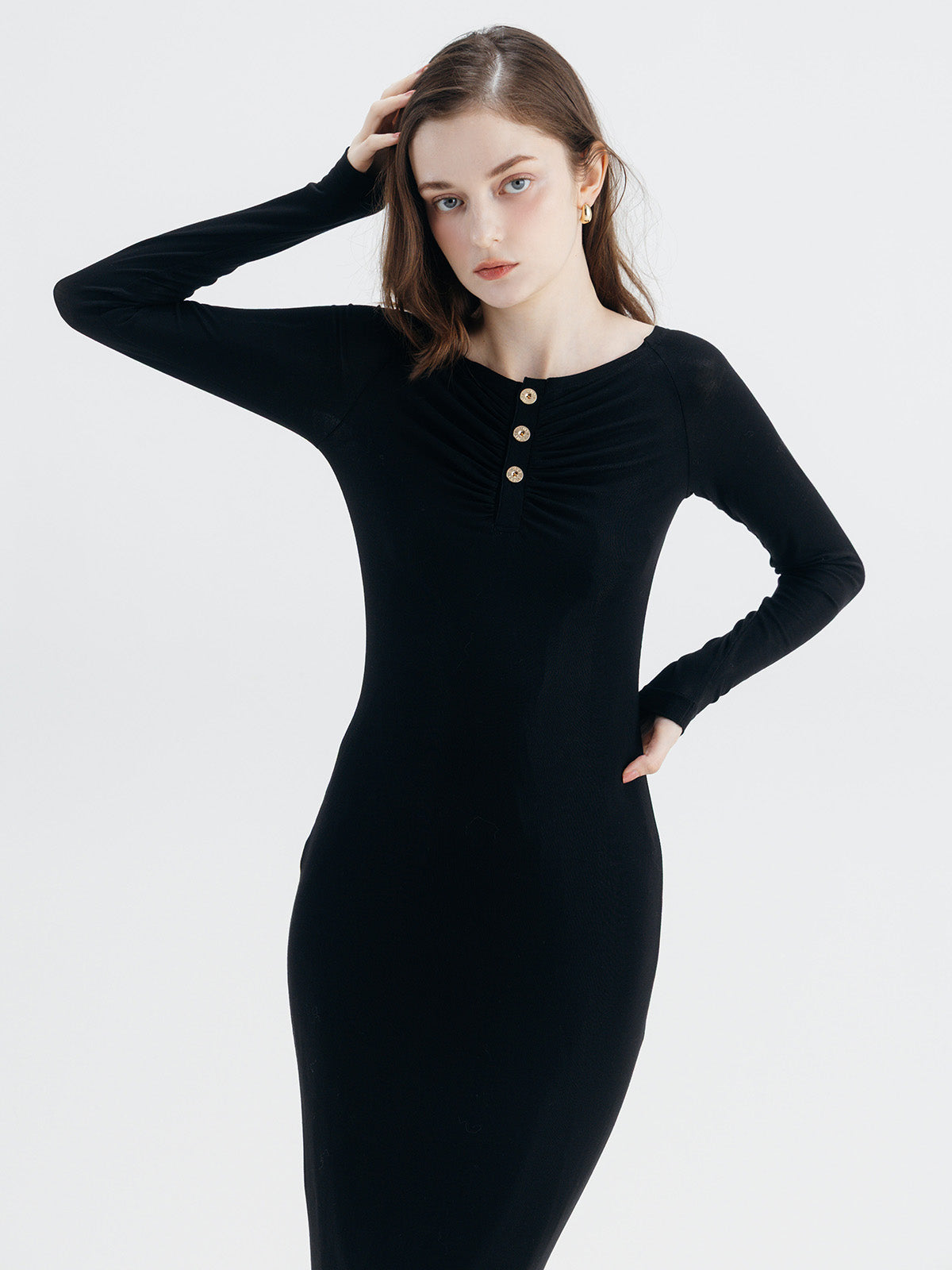 EIMY BUTTON CUTSEW DRESS