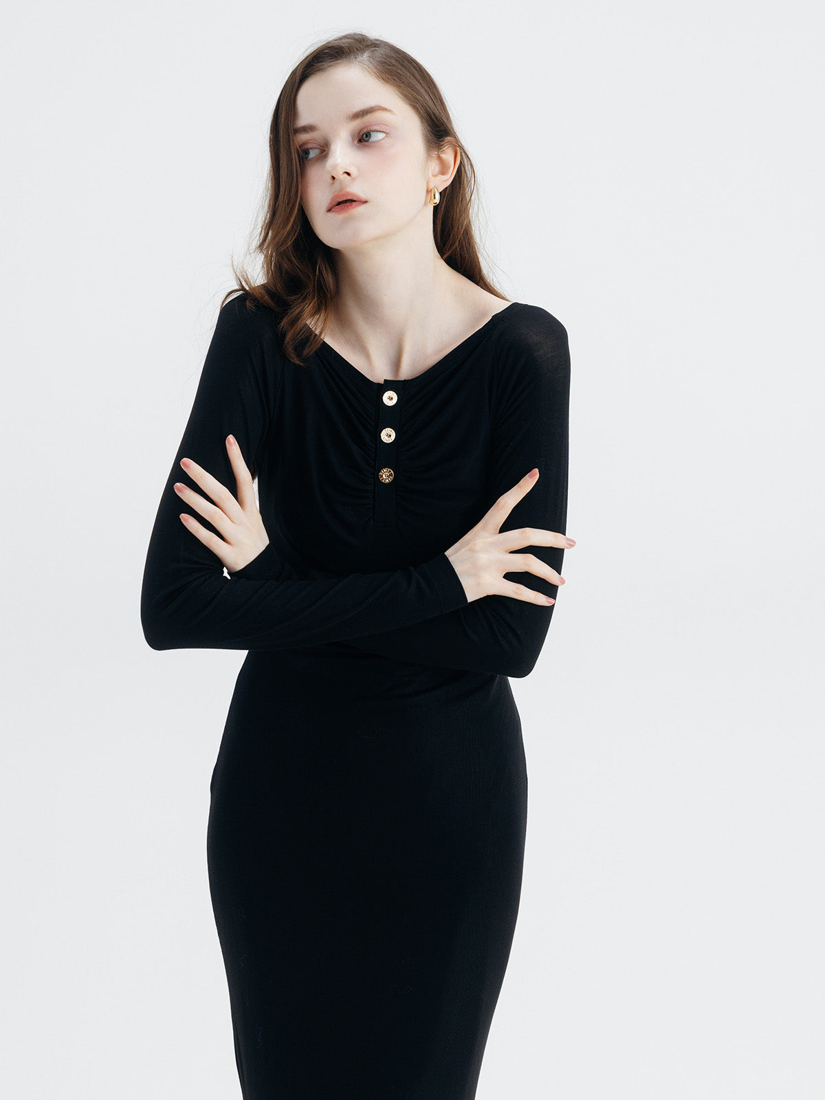 EIMY BUTTON CUTSEW DRESS