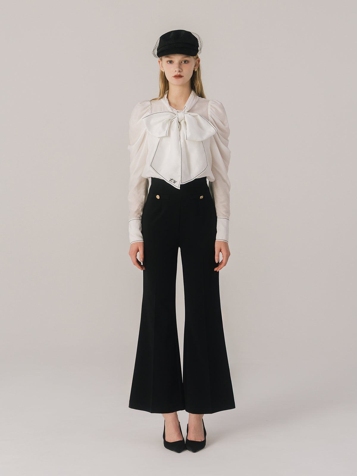 STITCH BOW TIE BLOUSE